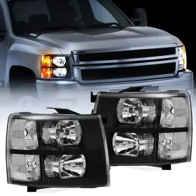 Nilight Na022 Black Housing Headlight Assembly For 2007 2013 Silverado 1500 2500hd 3500hd