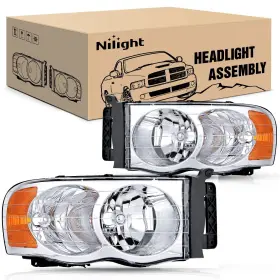 Nilight Na210 2002 2003 2004 2005 Ram 1500 2500 3500 Headlight Assembly Chrome Hous
