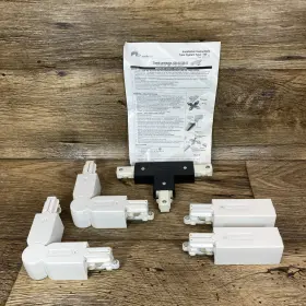 135-11-10 Nordic Light Track Lighting Lot Of 5 - T Feed And End Feeds Knuckle Connectors