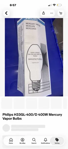 Norelco 09390 Mercury Vapor R Lamp 400 Watt H33gl Bulb Base Mog Deluxe White 137m