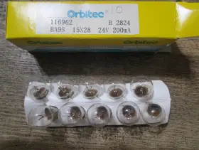 Orbitec B2824 10 Miniature Lamps Light Bulbs 24v 5w Ba9 Base