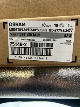 Led08t8 Osram 75146 Led08t8/l24/f/830/sub/g5 Substitube Led T8 2ft G13 Bi-pin Cs Of 10