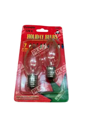 Permalite J3331 7w 120v Incandescent Holiday Light Bulbs Clear 2 Pack
