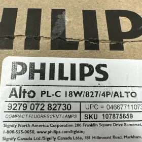 Philips 046677110734 Pl-c 18w 4 Pin Alto Compact Fluorescent Lot Of 10/free Shipping