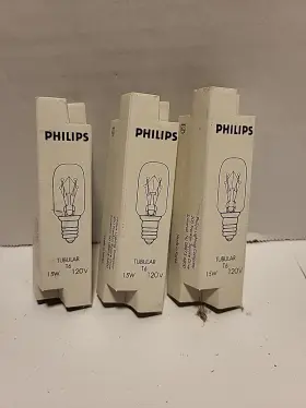 Philips 046677235826 Set Of 3 15 Watt T6 Bulb 120v Light Bulbs New Old Stock
