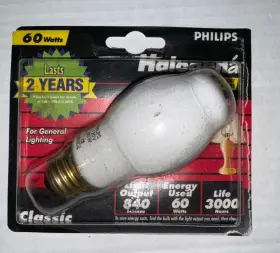 Philips 046677249267 Halogen 60w 840 Lumens Guaranteed 3000 Hours Frosted Bulb