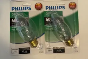 Philips 046677433727 Post Light Bulb F15 Clear Medium Base Outdoor Lamp 60 W 2 Pack