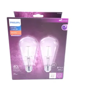 Philips 046677564858 2-pk Vintage Dimmable Led Edison Industrial Light Bulb 40w Farmhouse