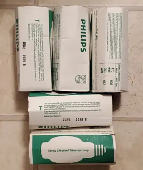 H39kc-t175 Philips 24805-4 Lot Of 5 Lifeguard H39kc-t175/dx White Mercury Vapor 175w Ed28 Mogul