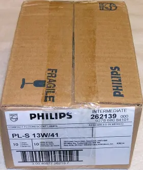 262139 Philips Box Of 10 Pl-s 13w/41 13 Watt 2 Pin Compact Fluorescent Lamps Bulbs 262139 Philips Box Of 10 Pl-s 13w/41 13 Watt 2 Pin Compact Fluorescent Lamps Bulbs
