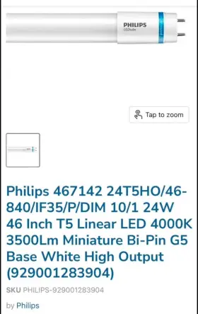46-840 Philips 467142 10 24t5ho /46-840 Led Bulbs Miniature Bi-pin 24w 46 Inch High Op