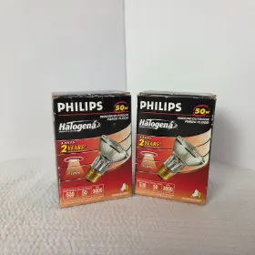 50par20 Philips 50par20/hal/fl/ll Lot Of 2 Halogena 50 Watt Flood Light Bulb Par 20 In/outdoor 3000 Hrs