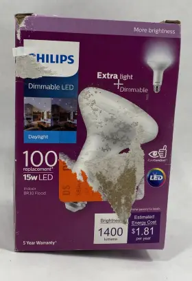 55803 Philips Lot Of 2 100 W Equivalent Daylight Dimmable 15w Led Indoor Floodlight