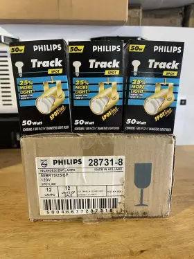 809474 Philips Case Of 12 Track Spot Indoor Flood Lamp 50w Br19/25/sp 120v