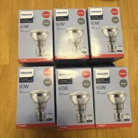 Philips 9247571036 6 Pcs 60w Par16 Medium Base E26 Halogen Dimmable Flood Lights 2 Inch Dia