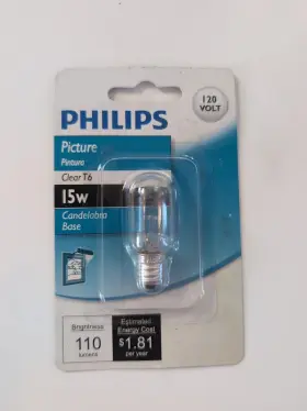 Philips Bc15t6c T6 Clear Bulb Candelabra Base 15w 120v 110 Lumens 2800k Phillips Qty 3 Nos