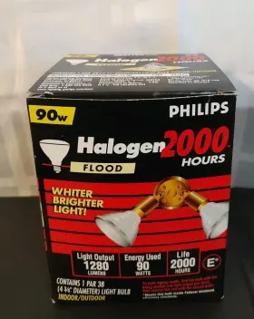 Fl28 Phillips Par38/hal/fl28 Halogen Flood Light Bulb Par 38 90w Indoor/outdoor 1280 Lumens New