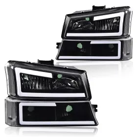 02hla4516dbw Pit66 Led Headlight Assembly Compatible With 2003-2006 Chevy Silverado Avalan