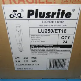 L02509111202 Plusrite 2009 Lu250/et18 Qty 24 250 Watt Hps E39 Mogul Base Ansi S50 Et18 Lamp L02509111202 Plusrite 2009 Lu250/et18 Qty 24 250 Watt Hps E39 Mogul Base Ansi S50 Et18 Lamp
