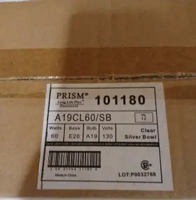Prism A19cl60/sb A19 Incandescent Bulbs 60w E26 130v Clear Silver Bowl 12 Pack