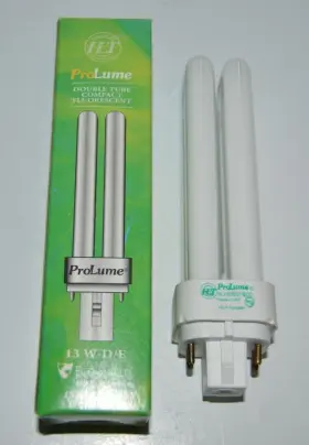 Pld13 Prolume Pld13/e/27 13w D/e 2700k 900 Lum Double Tube Compact Fluorescent 12 000 Hours Lamp