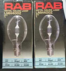 Rab Lmh400z 2pc Metal Halide Lamp 400w Light Bulb Ed28 40000 Lumens 20000hr Life