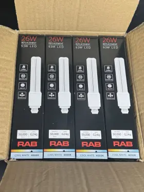 Plc-9.5-0-840-hyb-g24q Rab Lot Of 4 Plc Led Tube G24d 9.5w Cool White 4000k