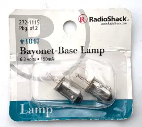 272-1115 Radioshack Radio Shack Pack Of 2 Miniature Lamps 1847 6.3 Volt 150ma Mini Bayonet