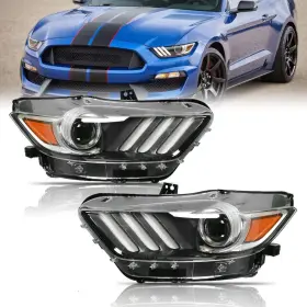 Roxx Kd-wj1020-0595-l-04 Projector Headlight Assembly With Led Drl Fit For 2015-2017 Ford Mustang Co