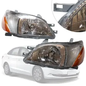 Rtusuml 756804503130 Halogen Headlights Assembly For 2000 2001 2002 Toyota Echo Chrome Ho