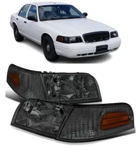 Sagnod Auto Hl-105-sla-s Headlights And Corner Lights Compatible With 1998-2011 Ford Crown Victoria