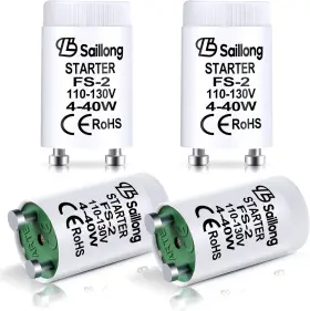 4-40w Saillong 744110531534 4 Pack White Fluorescent Starter For Use With Preheat