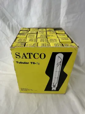 Satco 045923024153 Vintage T6-1/2 Tubular Bulbs 25w Frosted Bayonet Base Box Of 24 Nos