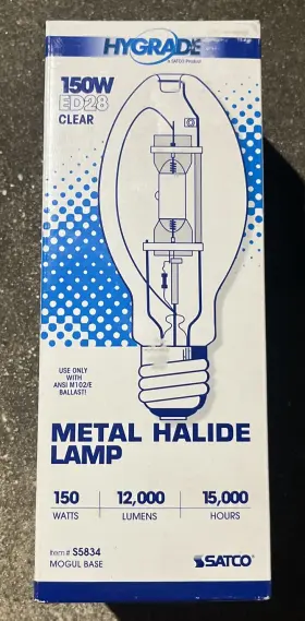 S5834 Satco Hygrade #s5834 2 150w Ed28 Clear Ballast M102/e Mogul Base