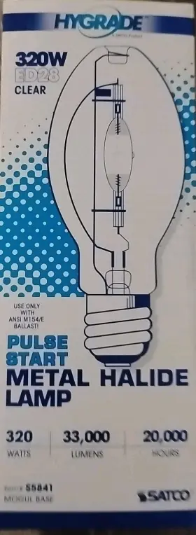 S5841 Satco Ms320/u/ps/mog 1 Hygrade - 320w Ed28 Mogul Base #s5841 Metal Halide Lamp M154/e Ballast