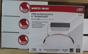 Satco S11866 6-pack Fire Rated Slim Fit 6in Led Downlight Flat Lens 13w/ 75w