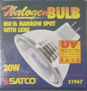 Gx5.3 Satco S1967 10 20w 12v Mr16 Halogen Narrow Spot With Lens Track Lighting Bulb