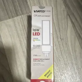 Satco S21401 16w Led Cfl Replacement Light Bulb 3500k 4-pin G24q Base