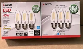 Satco S21709 Torpedo Led Light Bulb Warm White 2700k 6 Bulbs Total 4.5w 40w