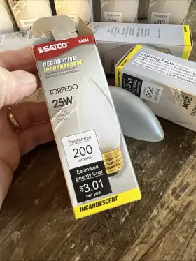 Satco S3234 Incandescent Torpedo Frosted Bulbs 25w Regular Base 4