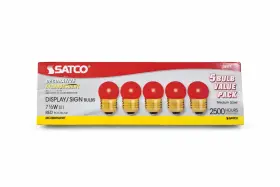 S3411 Satco Red S11 Incandescent Display Bulbs 7.5w Medium Base 5 Pack New