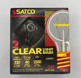 S3941 Satco Vintage Nos Clear Incandescent Bulbs 40w 130v 2-pack 2