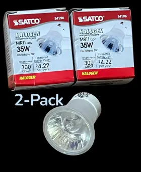 S4196 Satco Mr16 35w Gu10 Base Flood Light Bulb Frosted Back 2-pack Nos