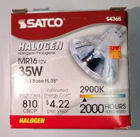 Gx5.3 Satco S4365 Real Halogen Bulb 35w Mr16 12v Flood 38 Degrees 2900k