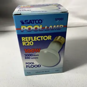 Satco S7001 100w R20 Medium Base 130v Pool Flood Lamp Bulb 810 Lumens