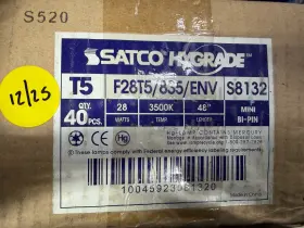 F28t5 Satco S8132 3 Cases 120pcs Hygrade Fluorescent Lamp 3500k 48 Inch F28t5/835/env