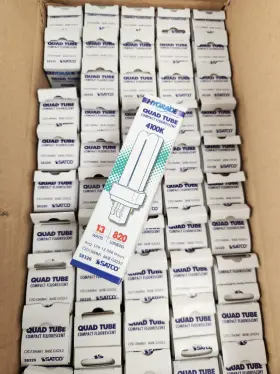 Satco S8320 Case Of 50 Quad Tube Cfl Bulbs Cfd13w/841 Base Gx23-2 - 4100k 820 Lm