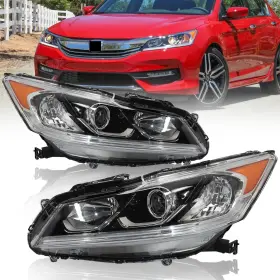 Ho2502169 Shinesell Projector Headlight Assembly With Led Drl Fit For 2016 2017 Honda Accord Lx/ex/s