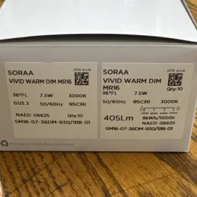 Sm16-07-36dm-930 Soraa Sm16-07-36dm-930/918-01 Vivid Warm Dim Mr16 Led Light Bulb 7.5w 405lm 3000k Gu5.3 Mpn Qty 10 Sm16-07-36dm-930 Soraa Sm16-07-36dm-930/918-01 Vivid Warm Dim Mr16 Led Light Bulb 7.5w 405lm 3000k Gu5.3 Mpn Qty 10