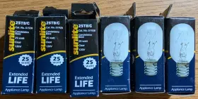 25t8 Sunlite 25t8/c 6 Clear 25w 120 Volt E12 Candelabra Base Appliance Lamp